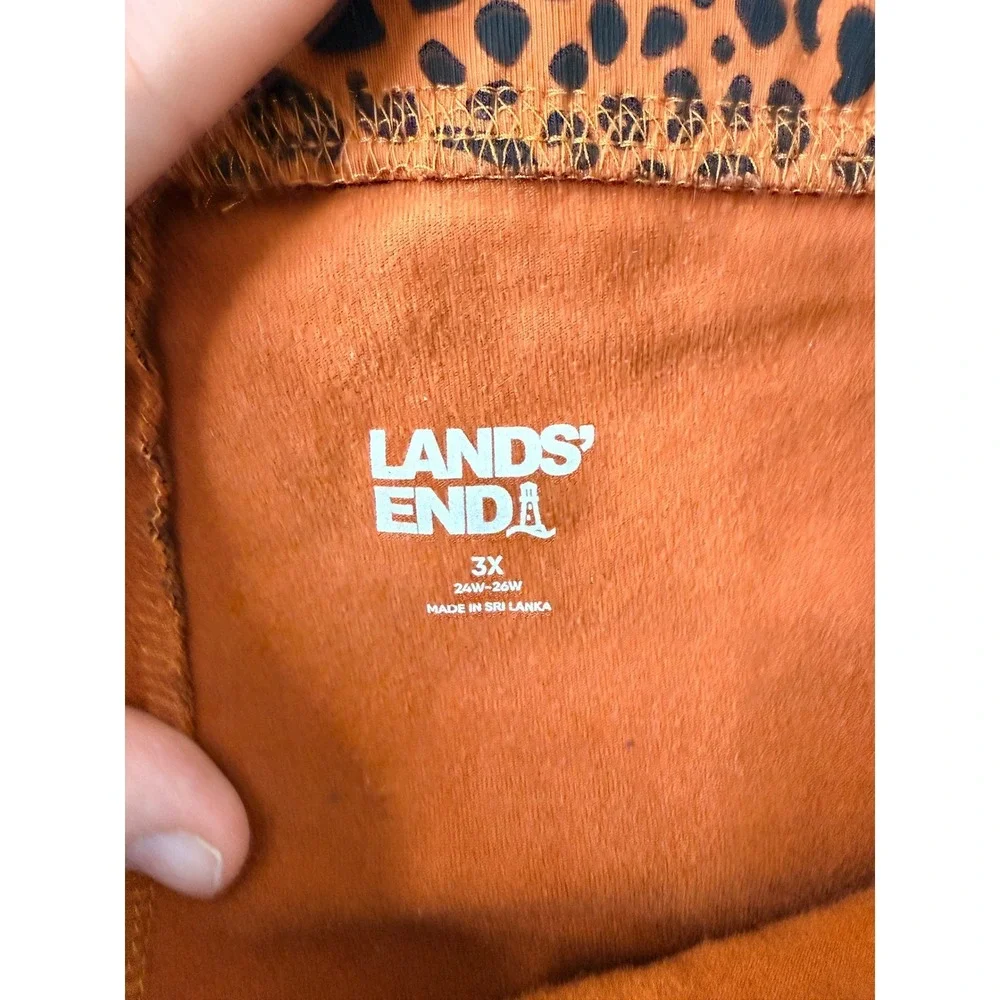 Lands End Womens‎ 3X Leopard Print Leggings Orange Black High Rise Stretch Pants